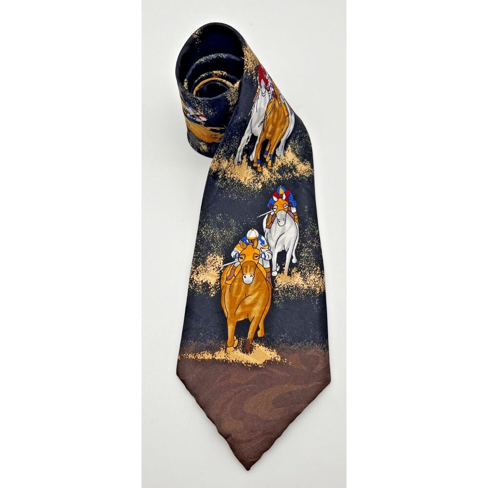 Fratello Necktie Tie Mens Horse Racing Equestrian Handmade Korea Vintage
